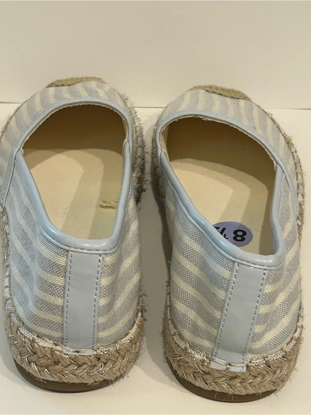 Bandolino Women's Blue Striped Canvas Espadrille Shoes Jute Trimmed Sole